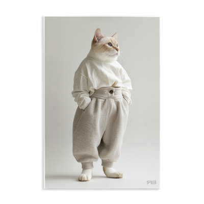 Trendy Fashion Cat Wall Plaque Art by Roozbeh Bahramali