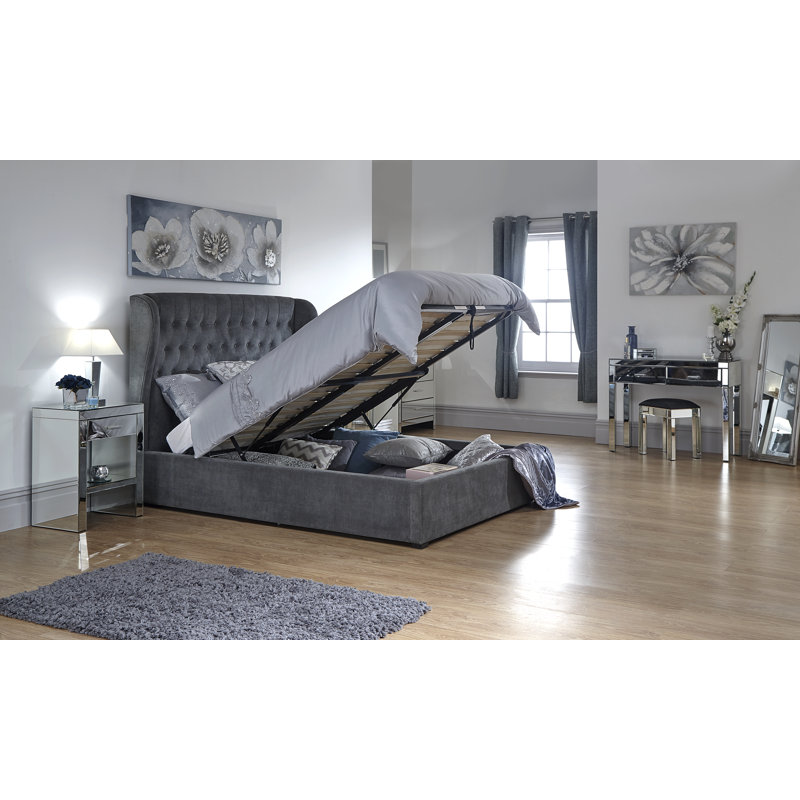 Ryalson Upholstered Ottoman Storage Bed, Pewter, Kingsize (5')