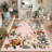 6'x9' Floral Wreath Area Rug, Washable Non Slip Non Shedding Low Pile Stain Resistant Foldable Soft Carpet for Entryway Kitchen Bathroom Pink-1013894707-1013894708