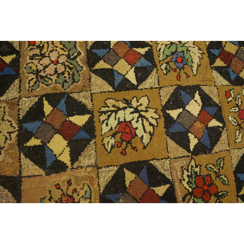 Antique American Hooked Rug Hallway Runner Wool
