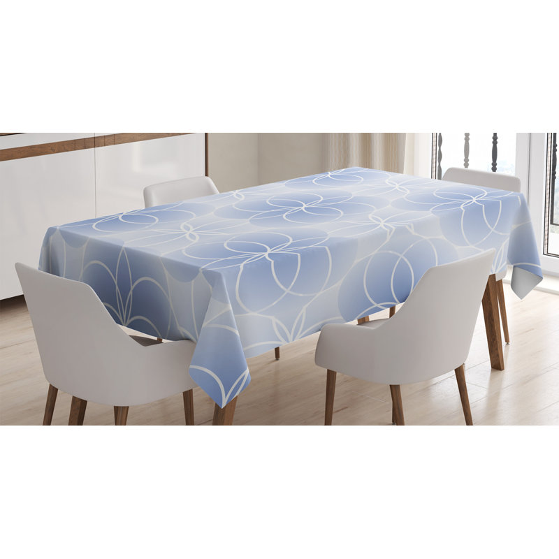 Ambesonne Geometry Tablecloth, Proportion Of The World With Intersecting Concentric Spiral Art, Rectangular Table Cover For Dining Room Kitchen Decor, 52" X 70", Pale Blue