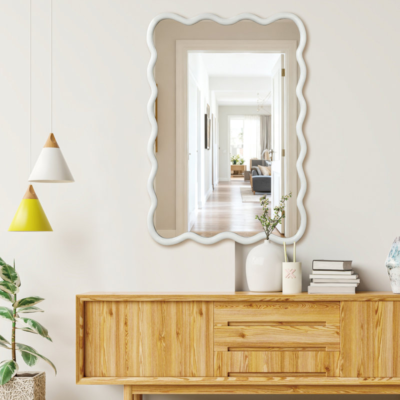 Miroir décoratif Wavy, Blanc, H 24 po x l 36 po