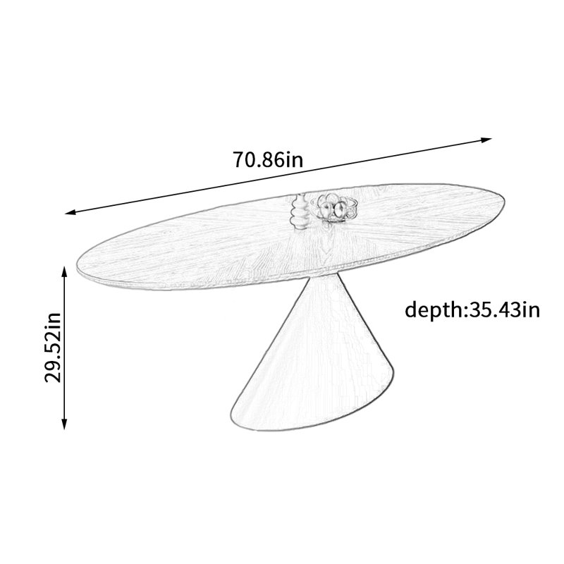 Minimalist Design Oval Creative Modeling Table, 29.52"H x 70.86"L x 35.43"W