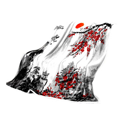 Cherry Blossom Cozy Flannel Throw - Super Soft & Warm Plush Blanket for Couch & Bed, 50" x 60""