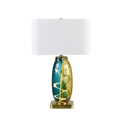 Lampe de table en métal de 69 cm (27,25 po) avec abat-jour blanc