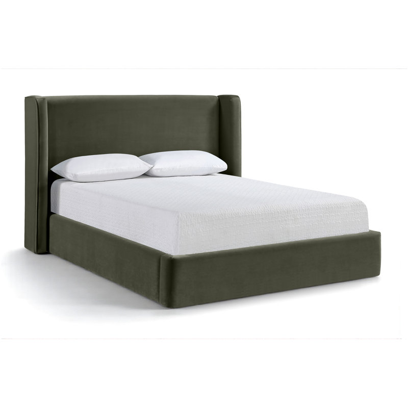 Lit tapissier Kendall Wanaque, Velours vert, Double