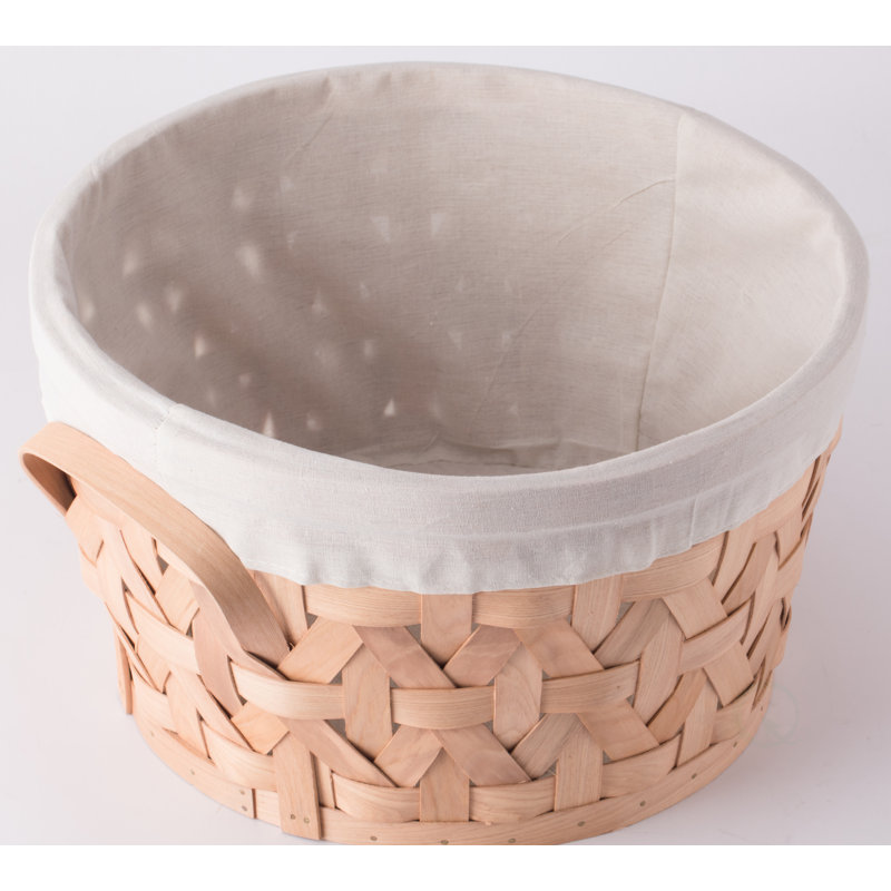 Panier à linge en bois manufacturé rond, H 8 po x l 14 po x P 14 po