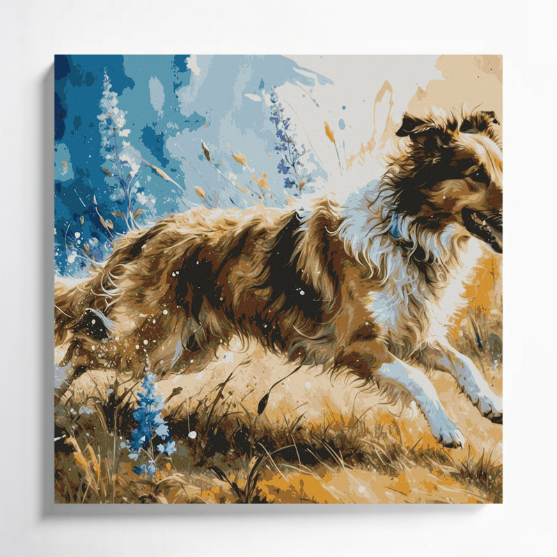 «Dogs Collie», art mural sur toile beige, H 32 po x l 32 po