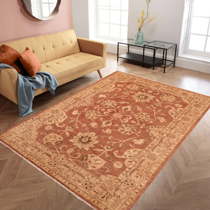 Tapis oriental brun en laine noué à la main 6 pi 2 po x 8 pi 10 po Baccio