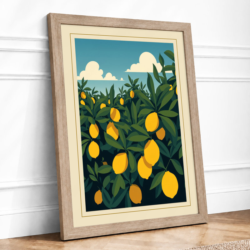 Lemon Tree in Spring Botanical - Framed Print, A2 - 59.4 x 42.0 cm, Oak