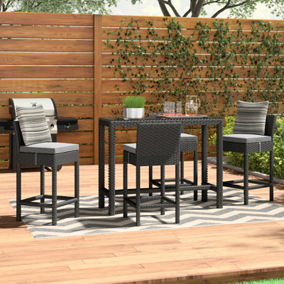 Modway Stopover 5 Piece Outdoor Patio Sunbrella Pub Set