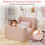 Lit de plancher en tissu d'ameublement en velours doux avec rails de sécurité et tête de lit rose-1380668687