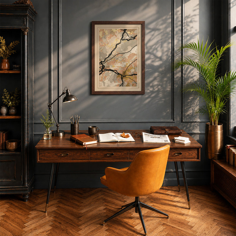 Bare Branch Study Japandi - Print, Walnut, A1 - 84.1 x 59.4 cm