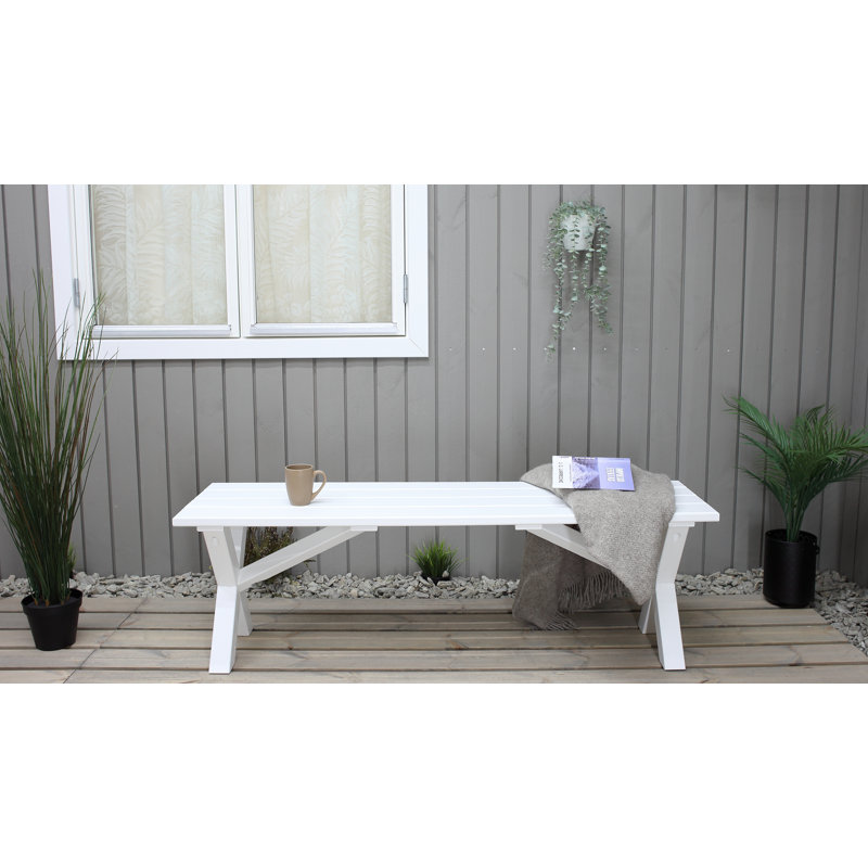 Edgerton Solid Wood Pine Outdoor Bench, 44cm H x 140cm W x 39cm D, White
