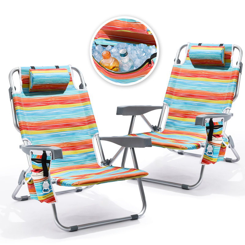Chaise de plage en aluminium, Rayures multicolores, 2