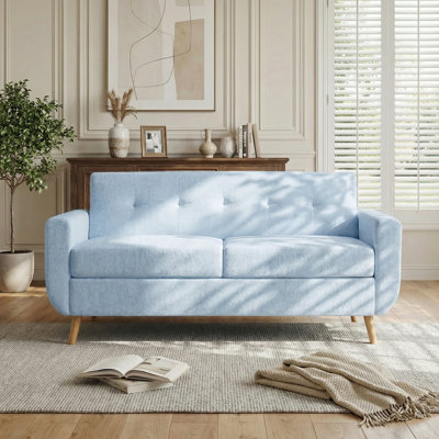 66" Upholstered Chenille Loveseat Square Sofa Couch