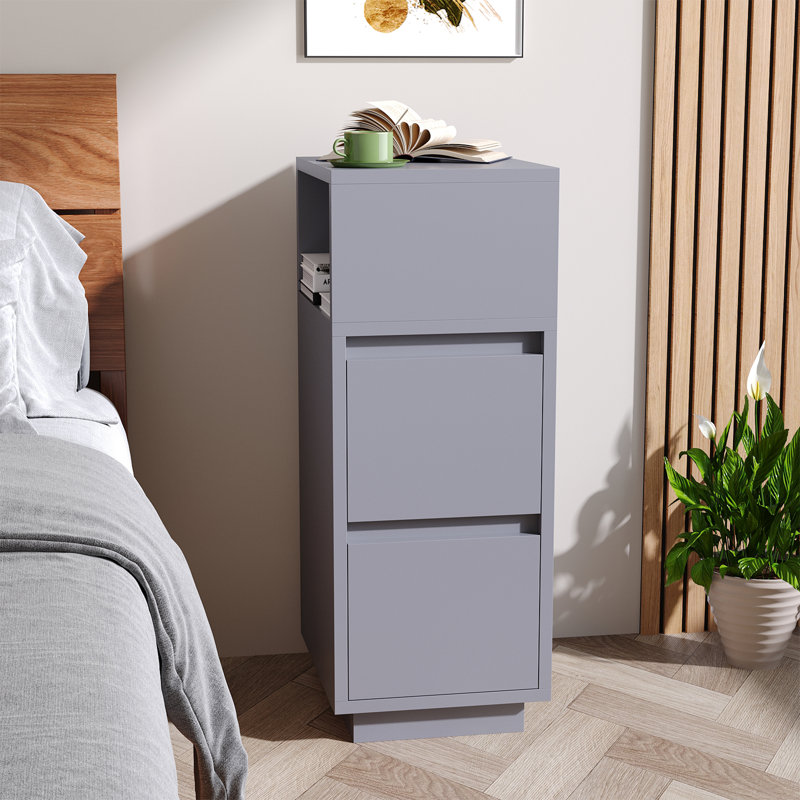 25cm W Manufactured Wood Bedside Table, Grey