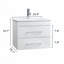 Meuble-lavabo mural blanc brillant avec tiroirs doubles, système de fermeture en douceur, lavabo en céramique-534004646