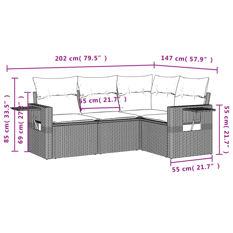 Ensemble de canapé de jardin Vidaxl