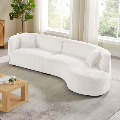 Ensemble de 2 pièces de luxe avec canapé courbé et méridienne rembourrés pour le salon