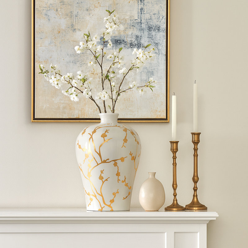 Vase en grès cérame Chinoiserie