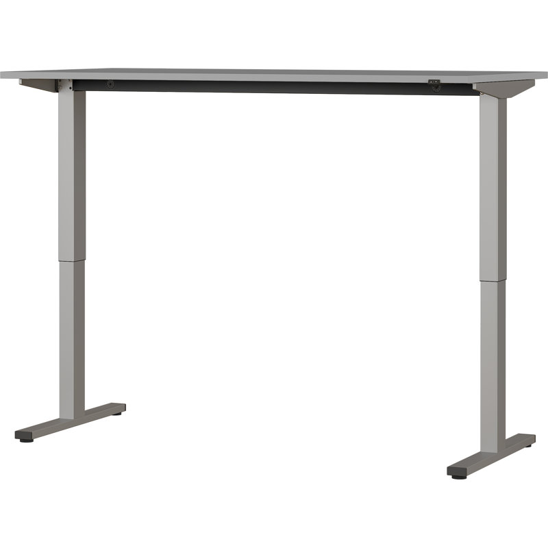 Adjustable Metal Base Standing Desk, Light Grey/Silver