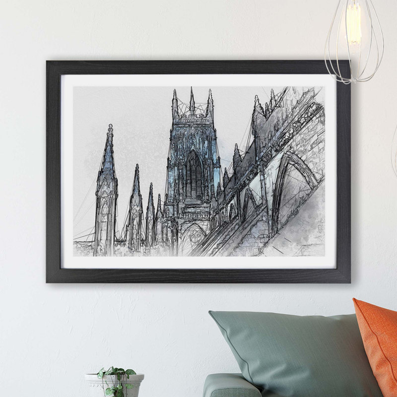 York Minster - Single Picture Frame Painting, 45cm H x 63cm W x 2cm D, Black