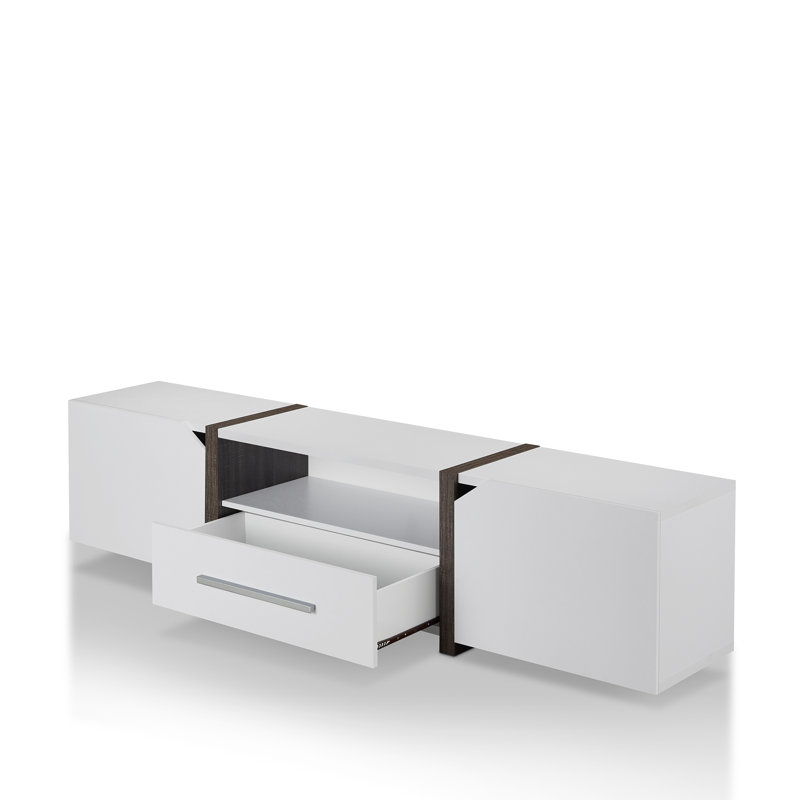 Unfinished TV Stand for TVs up to 88", White/Dark Grey