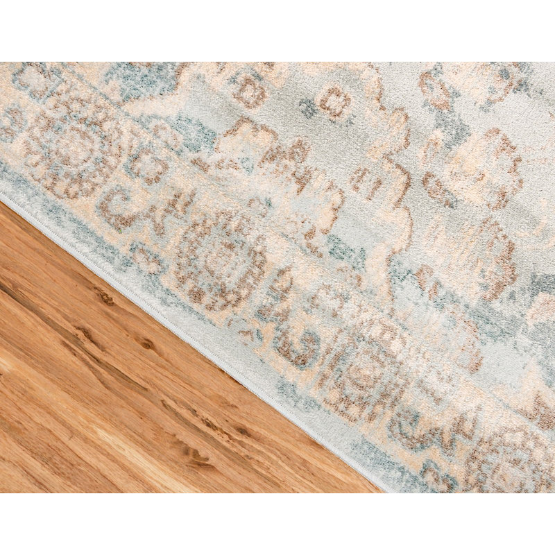 Serene Light Blue Floral 9' x 12' Handmade Synthetic Rug