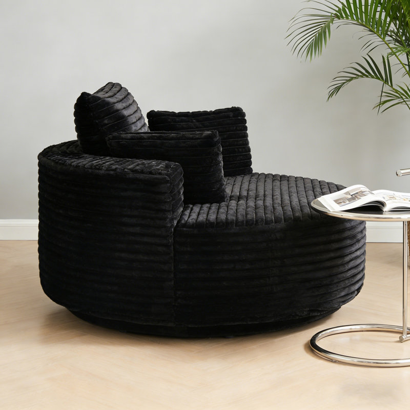 Canapé simple pivotant rembourré, Black Corduroy