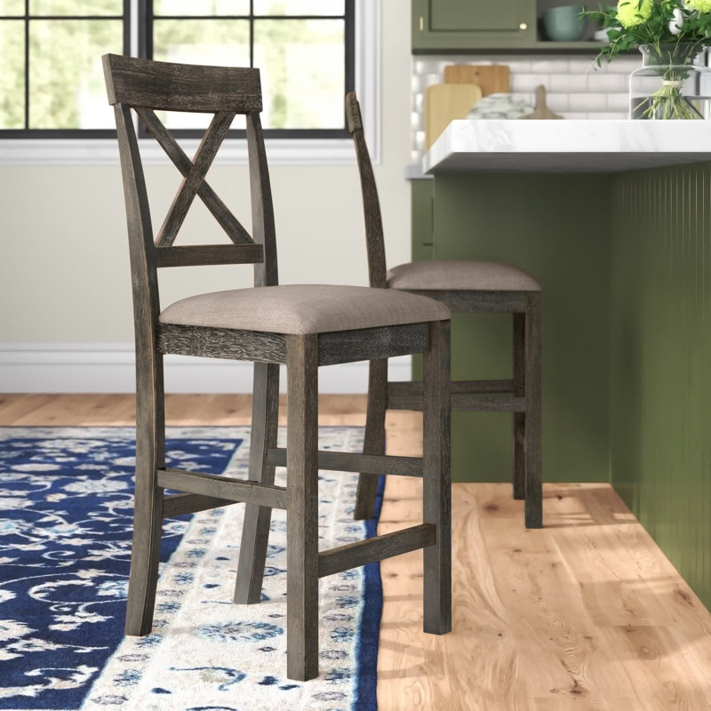 Haigh Upholstered Counter Stool, Weathered Gray, Counter Stool (26” Seat Height)