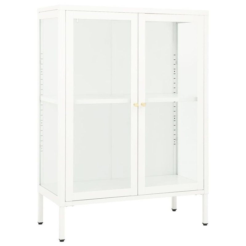 Sideboard White Powder-coated steel, tempered glass Medium, White, 105cm H x 75cm W x 35cm D