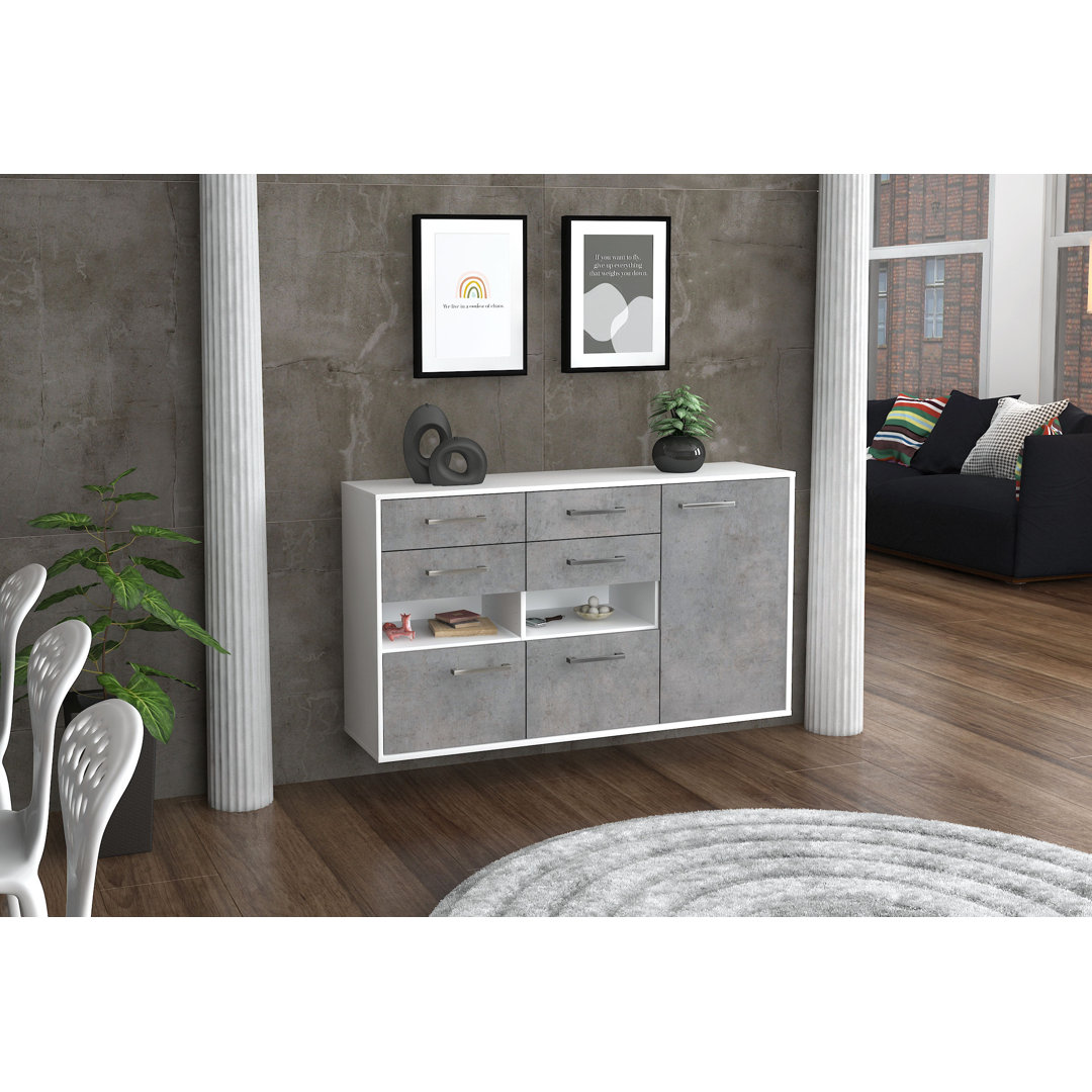 Sideboard Santa Rosa, Farbe: Rost/Weiss, Fliegend/Metallgriffe, Größe: 136x79x35cm