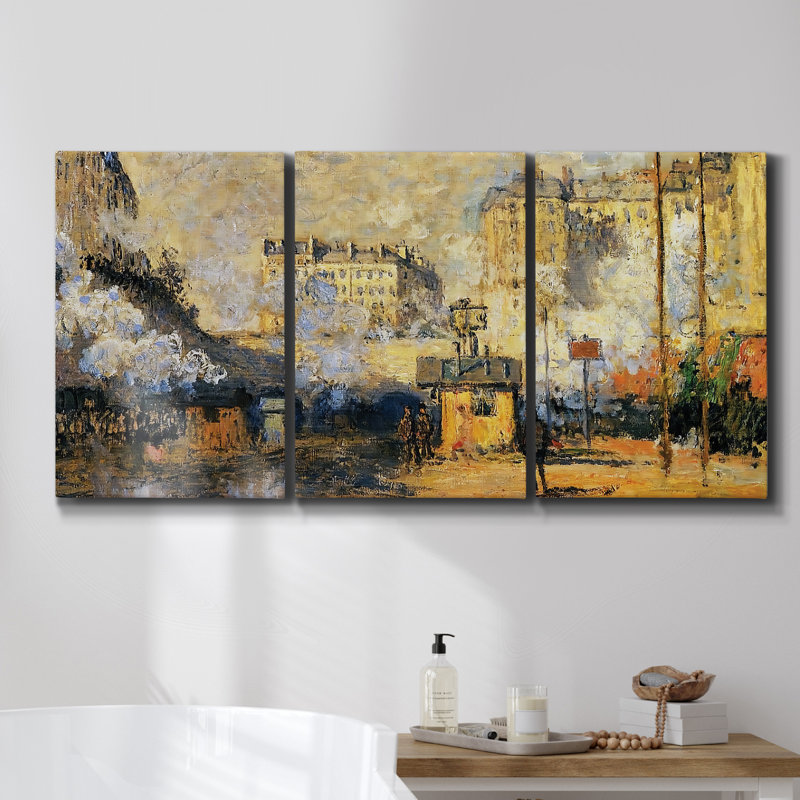 Riverbank Impression II - Toile encadrée multi-pièces, H 36 po x l 72 po x P 2 po