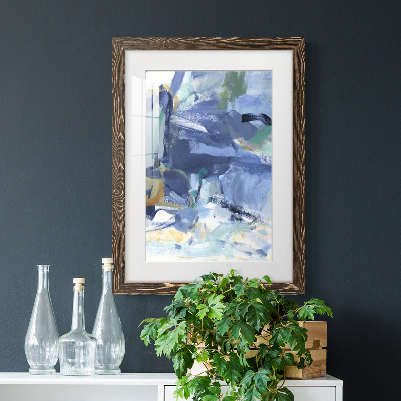 Blue Room I Premium encadré mat - prêt à être accroché, Noyer, H 32 po x l 23 po x P 1 po