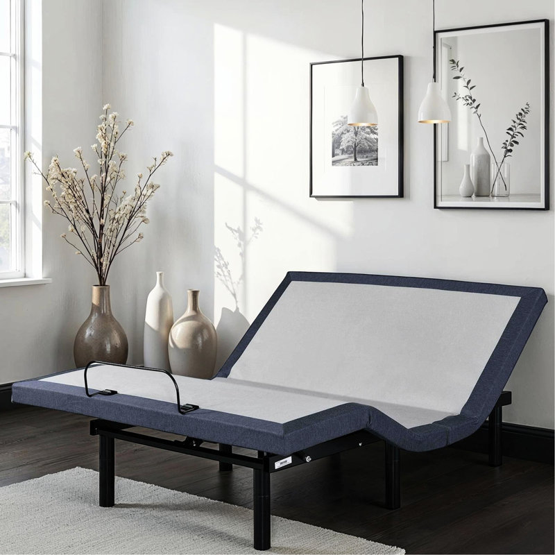 Twin Xl Bed Base Adjustable With One Touch Return To Flat, 3 Levels Intensity Massage, Three Vibration Modes, Tv/Zero Gravity/Lounge Presets, 2 Ports, Under Led, Head & Foot Adjustment, Center