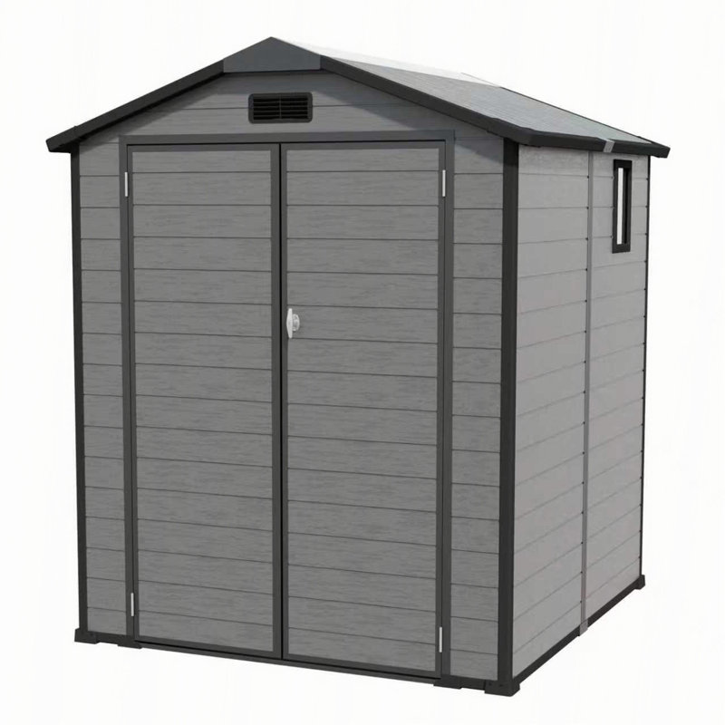 6x6ft Plastic Outdoor Storage Shed with Window and Floor
