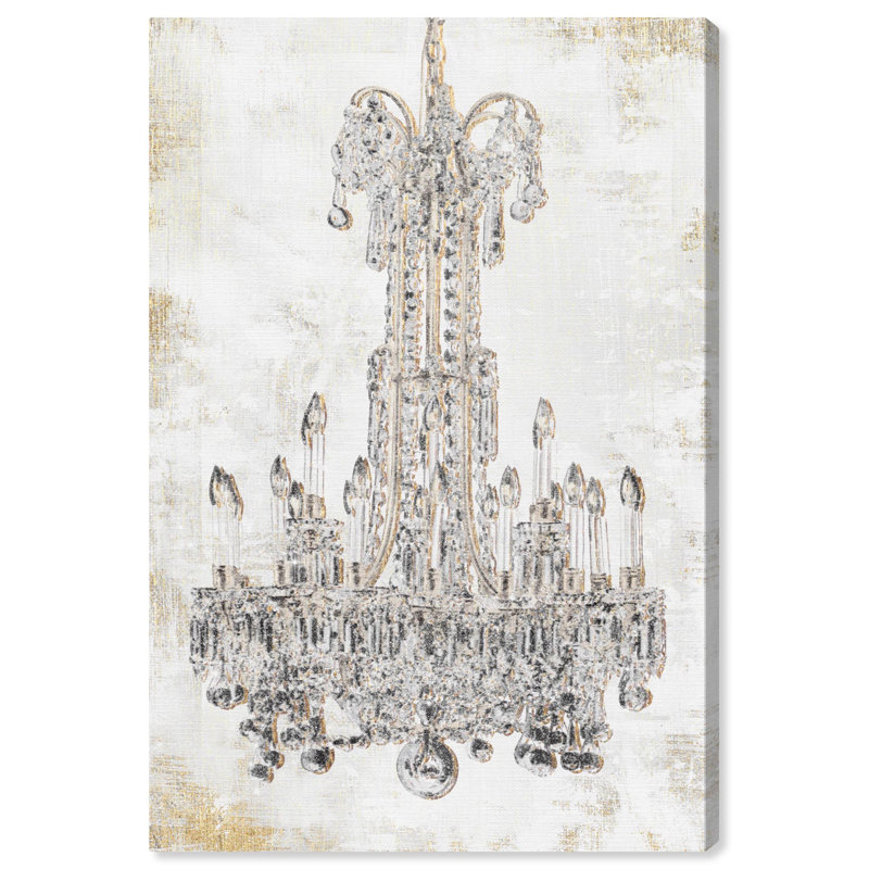 Elegant White and Gold Canvas Print with Wooden Frame, 55" x 37"