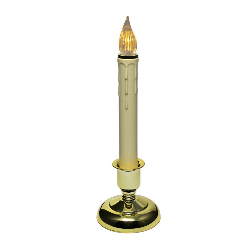 Unscented Flameless Candle, 9.5" H x 3' W x 3" D, Brass