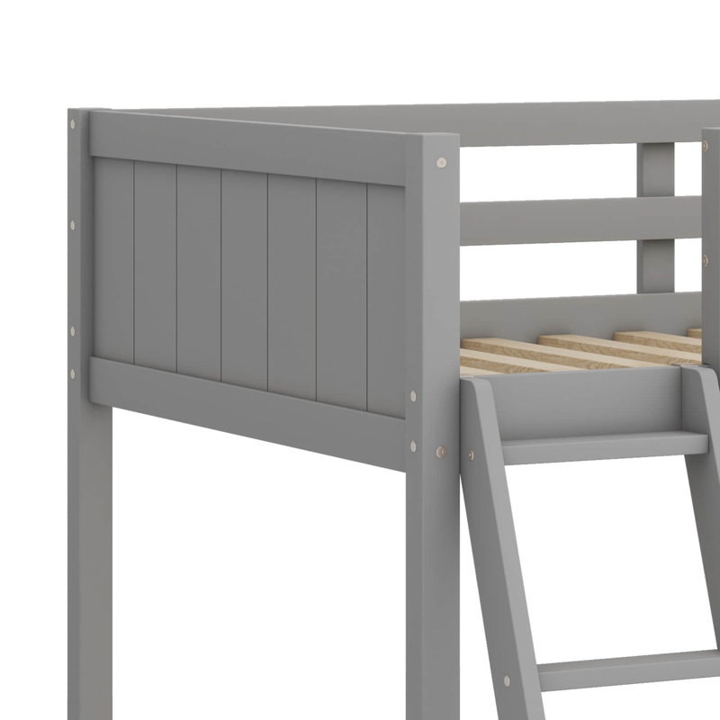 Lit mezzanine simple en bois avec échelle, gris