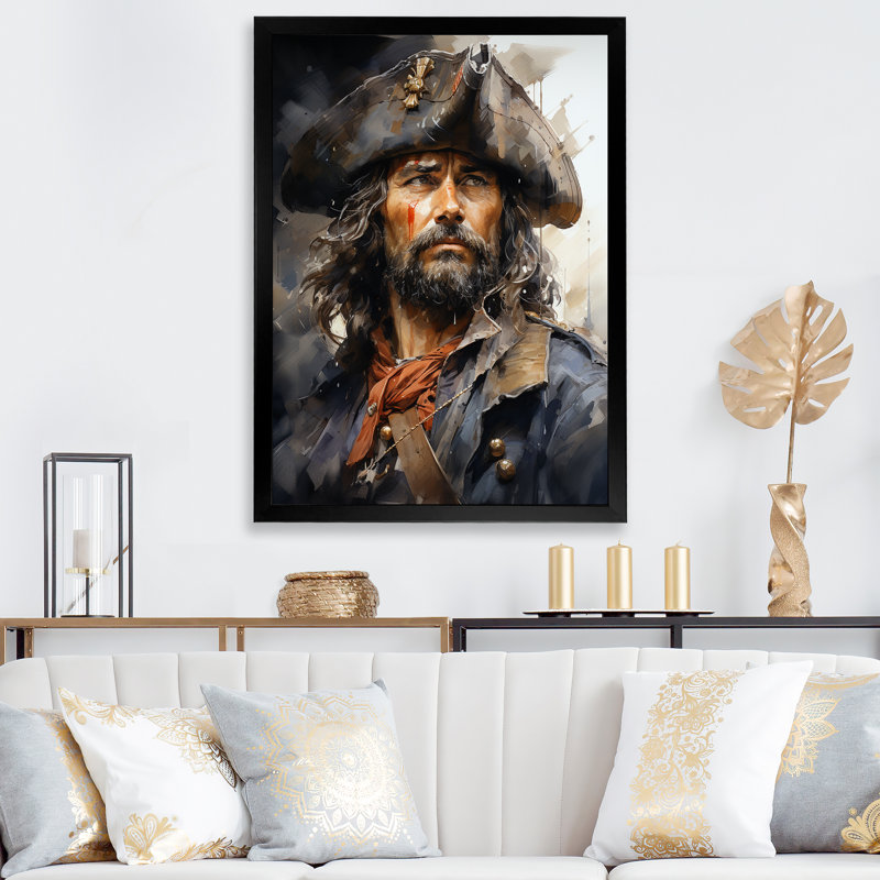 «Pirate Captains Portrait», reproduction d'un seul cadre photo sur toile, H 20 po x l 12 po x P 1 po, Cadre photo argenté