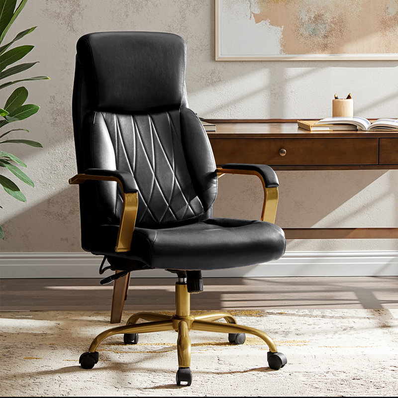 Bradford Mid-century Modern 24"W Tilting Ergonomic Office Chair with Airbag Lumbar Support System, Black