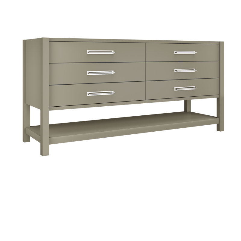 Kiawah Double Drawer Bath Vanity, French Olive, Polished Chrome, 72"