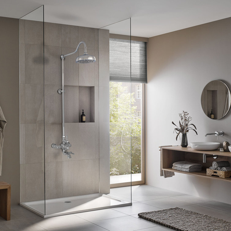 Exposed Thermostatic Shower System 36" Wall Mounted with 1.75 GPM Spout and Lever/Cross Handles