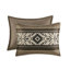 Édredon 5 pièces double / grand rayé à chevrons avec coussins, couleur brune. Coussins décoratifs en microfibre, lavables et nettoyantes. Tissu en microfibre, nettoyable-129844933