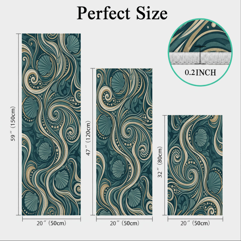 Wave Shell Non-Slip Washable Kitchen Mats