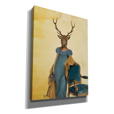 «Deer In Blue Dress» par Fab Funky - impression sur toile tendue