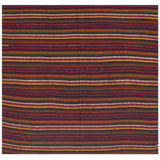 Multicolor Field Striped Vintage Mid-century Turkish Kilim Rug 5'0" x 5'0" Area Rug