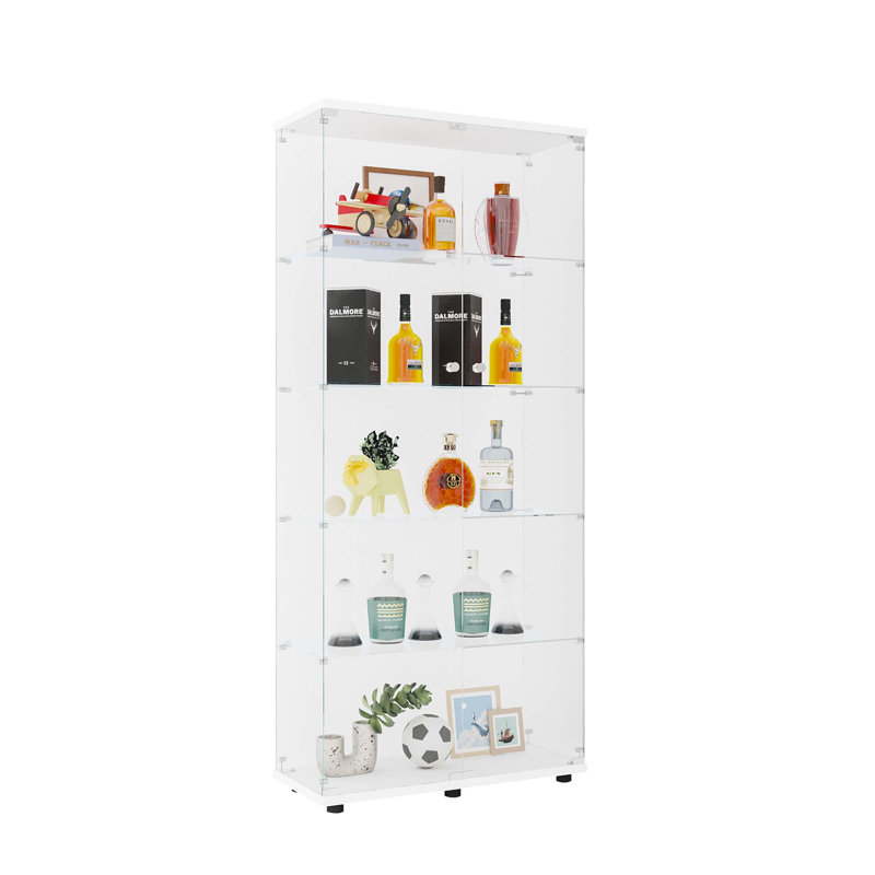 Vitrine à deux portes en verre avec 5 tablettes, parfaite pour mettre en valeur des objets de collection et rehausser le décor de la pièce