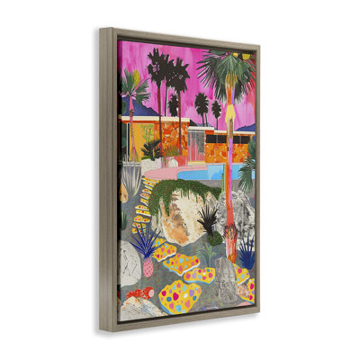Modern Tropical Villa Collage Framed Floater Canvas by Jess Stempel